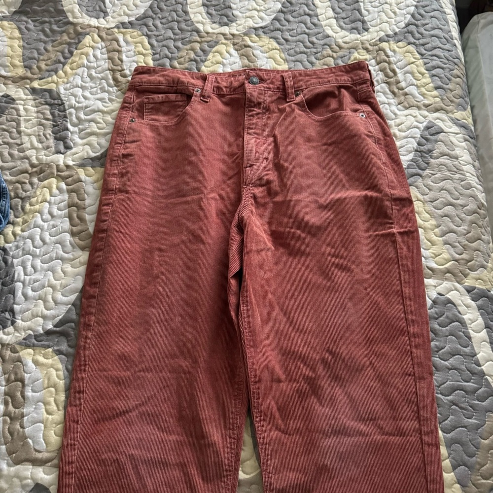 American Eagle orange corduroy straight leg jeans size 14